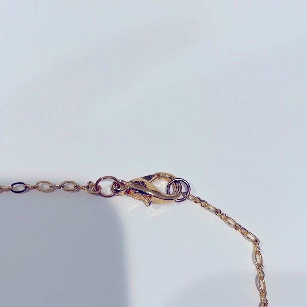 FYB golden necklace with rose and slate beads. 23 inches. EUC - Picture 3 of 4